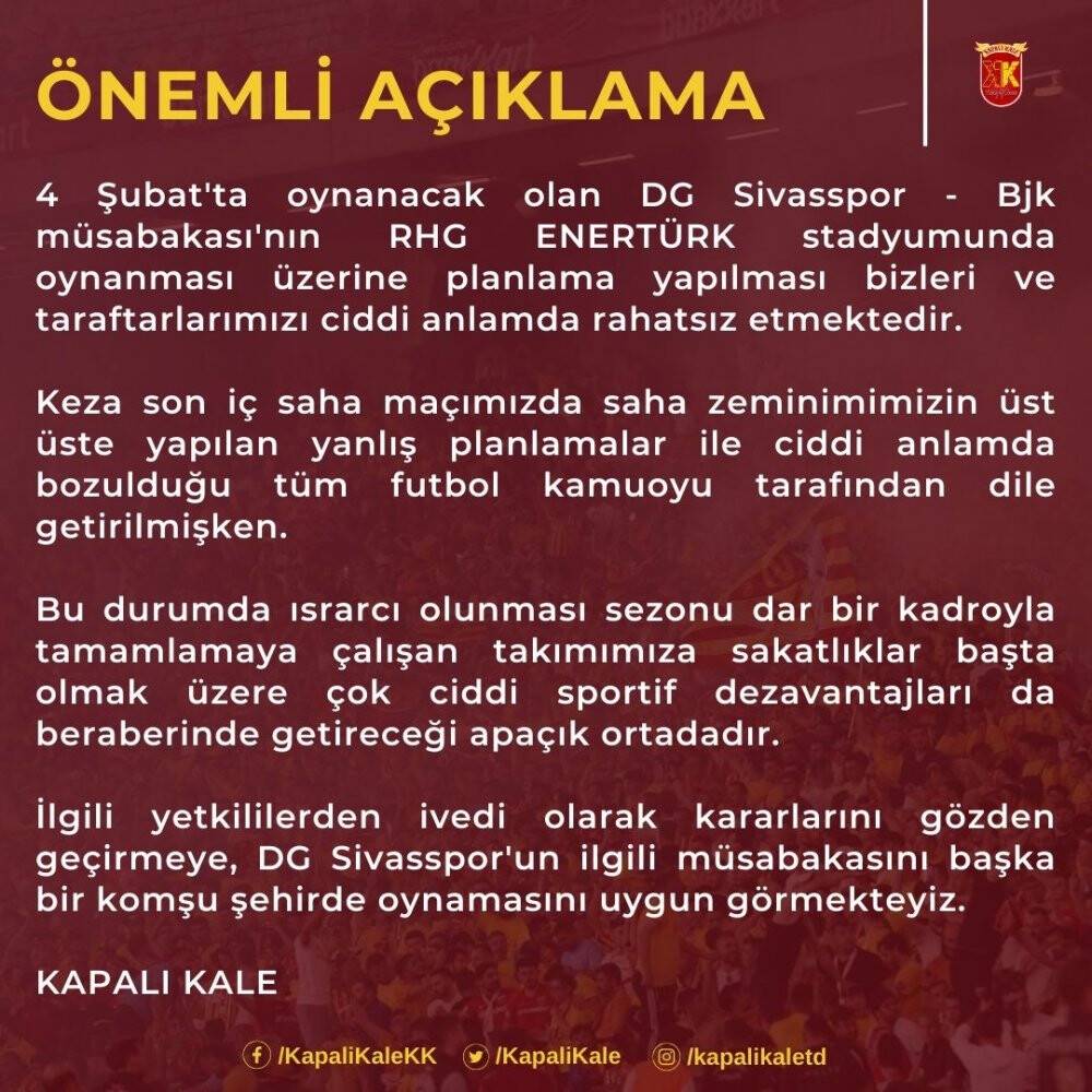 Kayserispor taraftarından TFF’ye çağrı