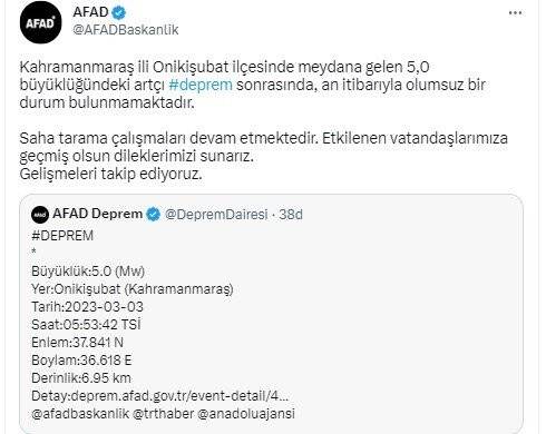 Kahramanmaraş’ta deprem
