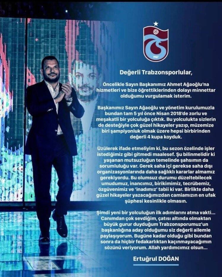 Trabzonspor'da başkanlığına aday olduğunu açıkladı