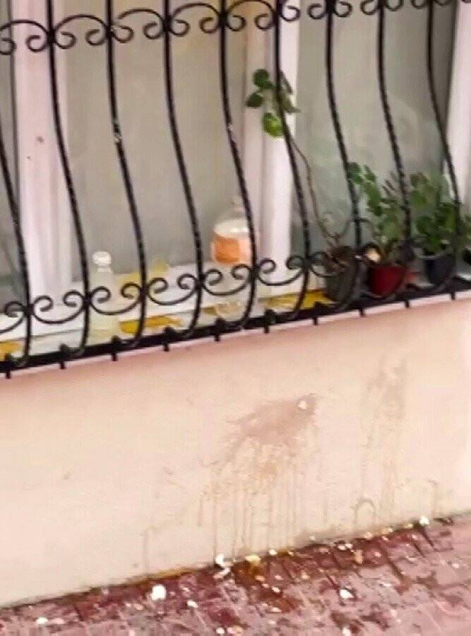 Dairenin camına bir paket yumurta atıp kaçtılar