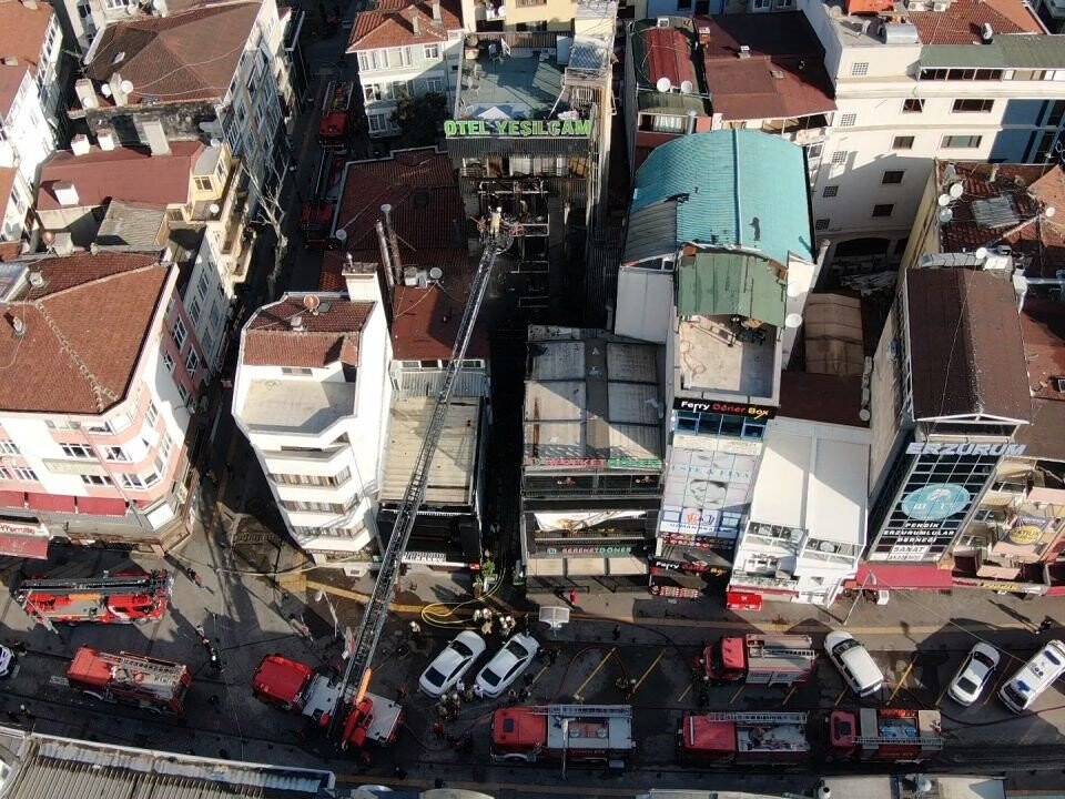 2 kişinin öldüğü otel havadan görüntülendi