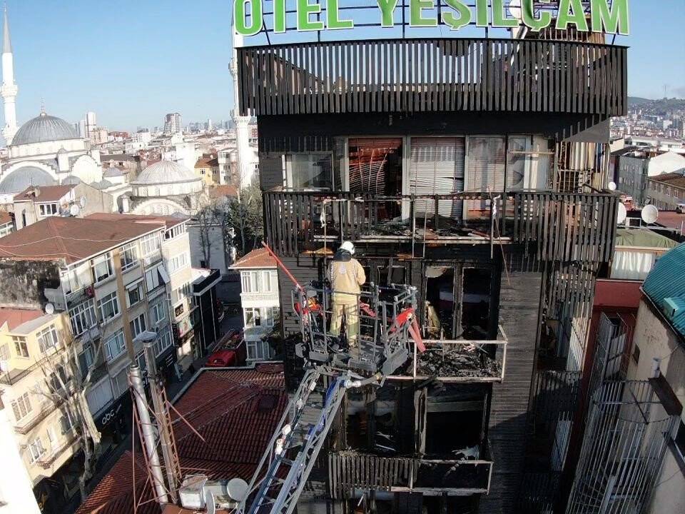 2 kişinin öldüğü otel havadan görüntülendi
