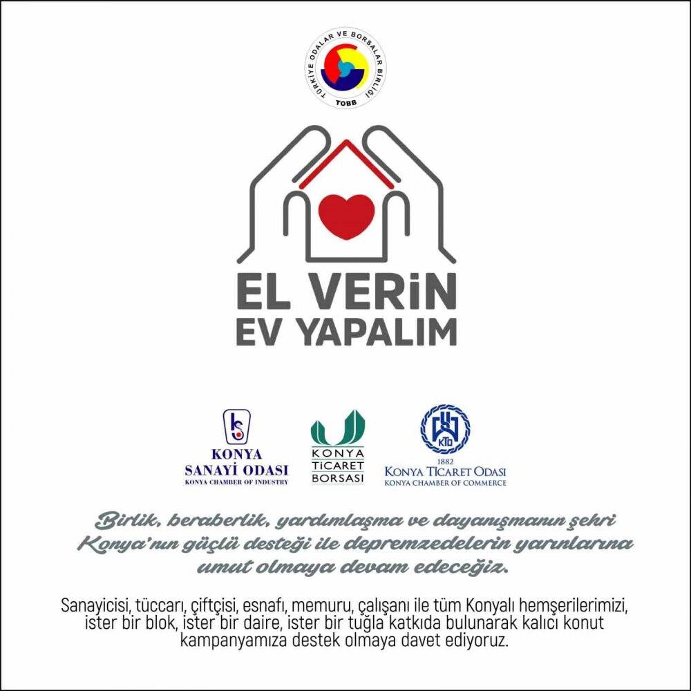 Konya iş dünyasından "El Verin Ev Yapalım" kampanyasında destek