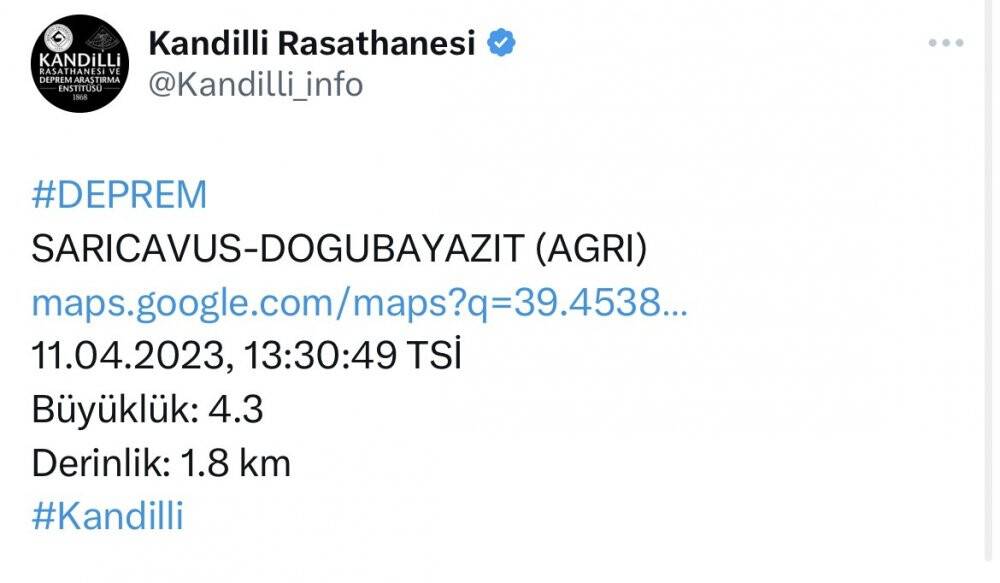 Ağrı’da deprem
