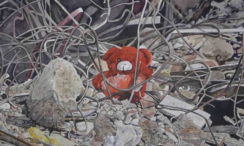 Depremin acı hatıralarını resmediyor