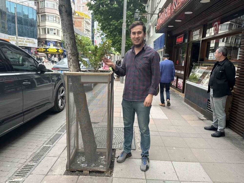 Ağaç zarar görmesin diye aldığı önlemle örnek oldu