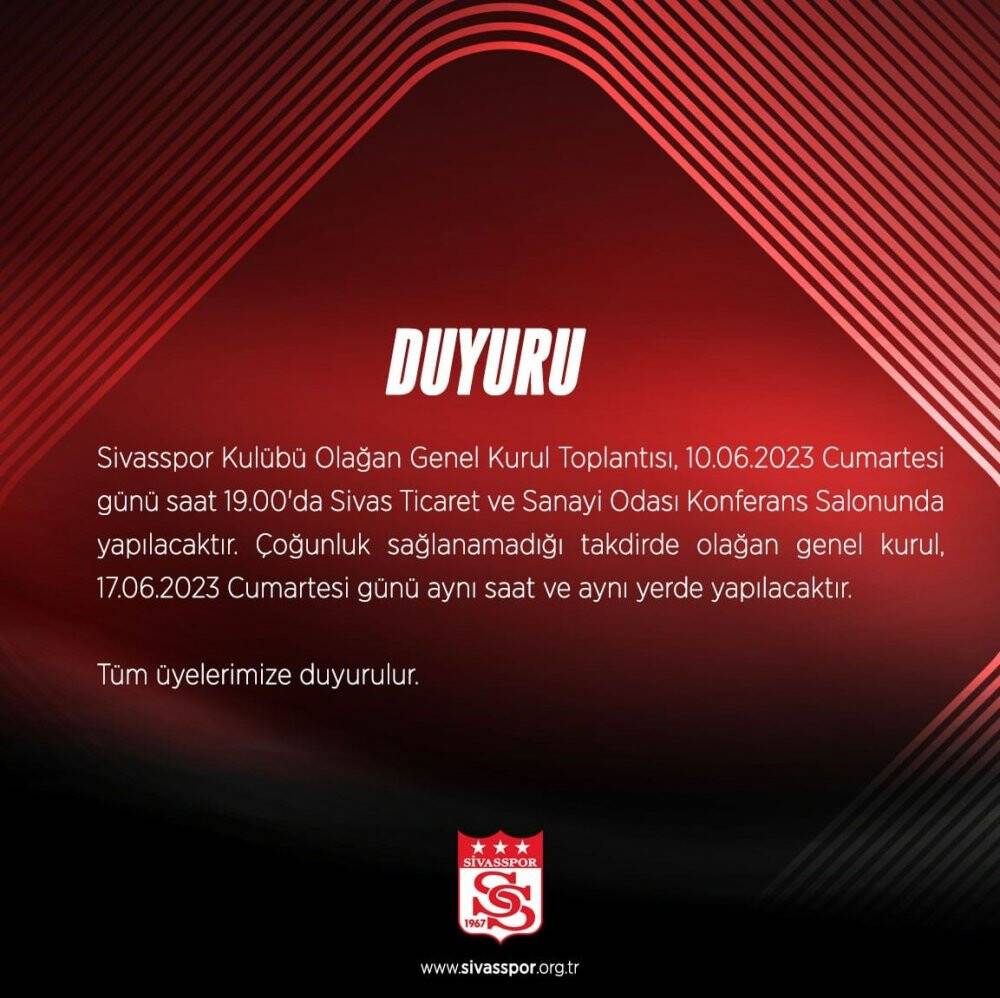 Sivasspor’da olağan genel kurul kararı alındı