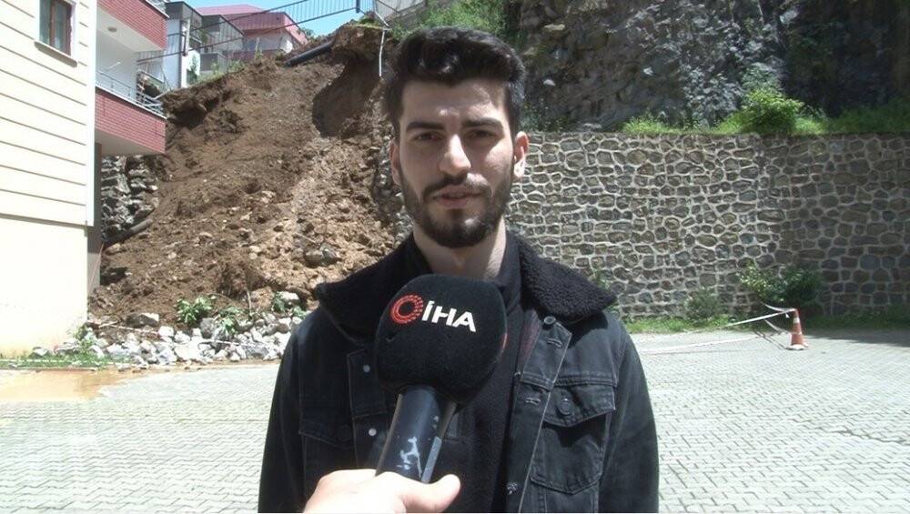 İstinat duvarı böyle çöktü, o anlar güvenlik kamerasına yansıdı