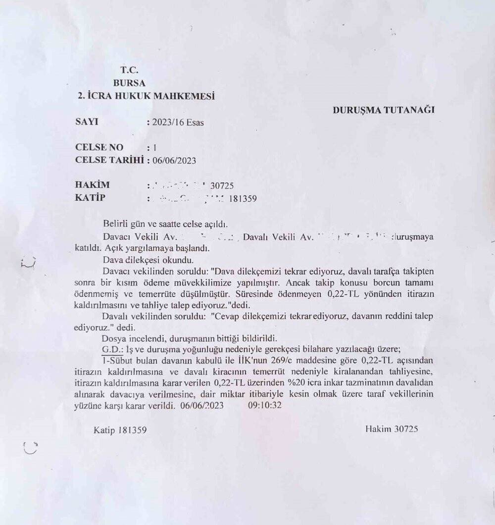 Kiracıya 22 kuruş için icra şoku