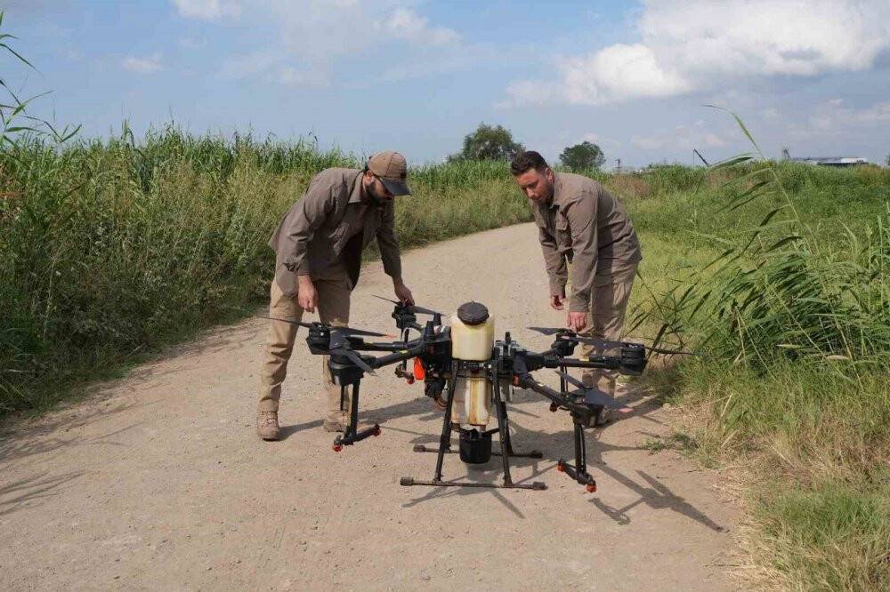Drone ile sinek avladılar