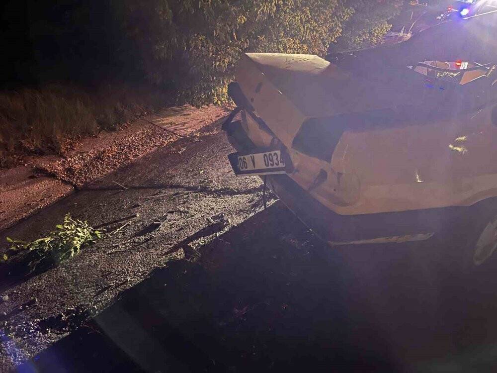 Ankara-Konya yolunda otomobil ağaca çarptı:2 ölü