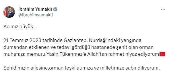 Orman muhafaza memuru, 40 günlük yaşam savaşını kaybetti