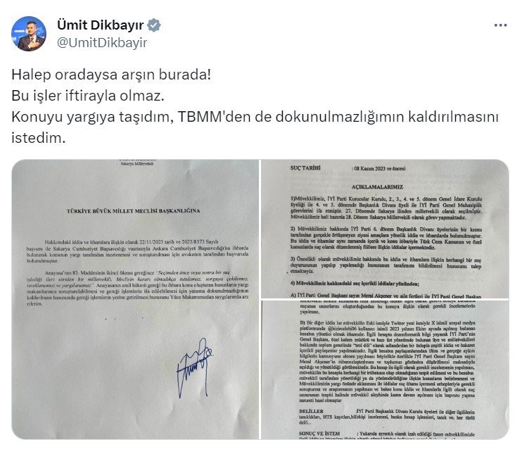 İYİ Partili Dikbayır, kndisi hakkında suç duyurusunda bulundu