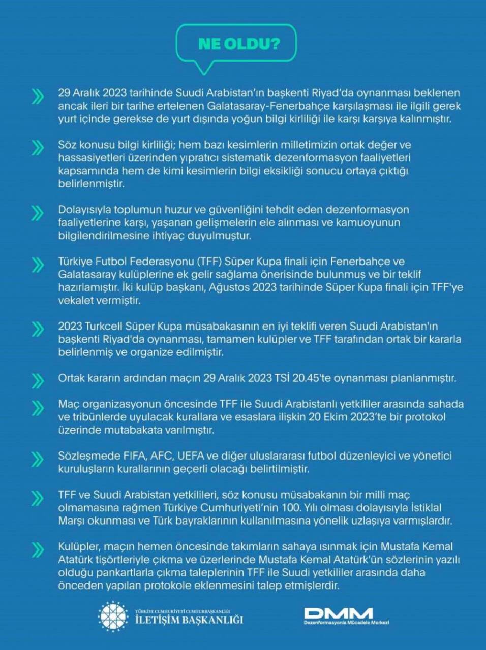 İletişim Başkanlığı’ndan Süper Kupa finali hakkında açıklama