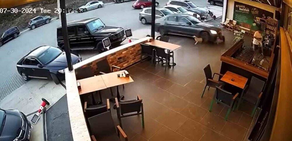 Park etmek isterken hızlanan sürücü markete daldı