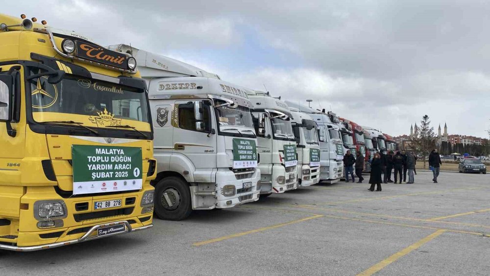 Malatya’ya 100 çiftin düğünü için çeyizler Konya’dan yola çıktı