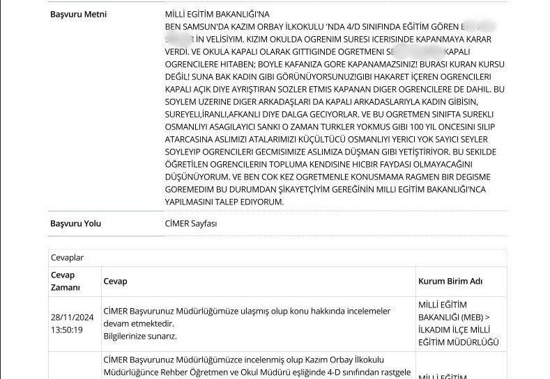 Öğretmenden öğrenciye ’başörtüsü mobbingi’ iddiası